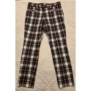 Gap Signature Skinny Ankle Pants Womens Size 6 Green Plaid Pockets Stretch